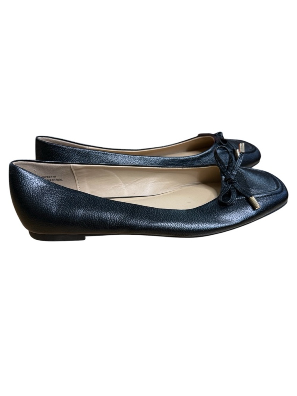 Women's Black Faux Leather Bow Accent Ballet Flats Size 7.5 - Picture 6 of 12